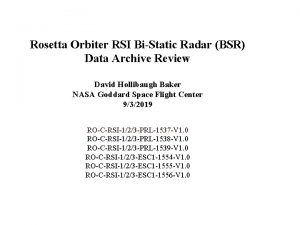 Rosetta Orbiter RSI BiStatic Radar BSR Data Archive