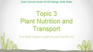 Exam Survival Guide IGCSE Biology Study Notes Topic