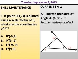 Tuesday September 8 2015 SKILL MAINTENANCE CURRENT SKILL