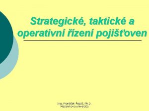 Strategick taktick a operativn zen pojioven Ing Frantiek