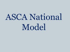 ASCA National Model Objectives 2 n ASCA Model