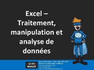 Excel Traitement manipulation et analyse de donnes LE