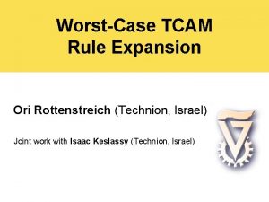 WorstCase TCAM Rule Expansion Ori Rottenstreich Technion Israel
