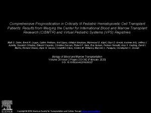 Comprehensive Prognostication in Critically Ill Pediatric Hematopoietic Cell