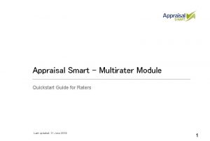 Appraisal Smart Multirater Module Quickstart Guide for Raters