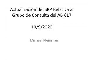 Actualizacin del SRP Relativa al Grupo de Consulta