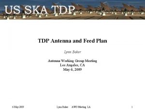 TDP Antenna and Feed Plan Lynn Baker Antenna