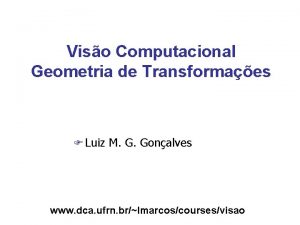 Viso Computacional Geometria de Transformaes F Luiz M