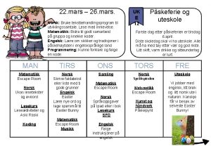 22 mars 26 mars Norsk Bruke tekstbehandlingsprogram til