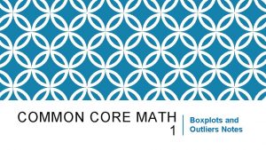 COMMON CORE MATH 1 Boxplots and Outliers Notes