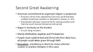 Second Great Awakening American commitment to organized religion