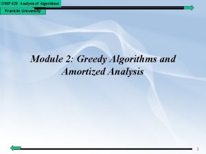COMP 620 Analysis of Algorithms Franklin University Module COMP 620 Analysis of Algorithms Franklin University Module
