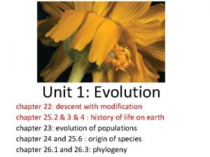 Unit 1 Evolution chapter 22 descent with modification
