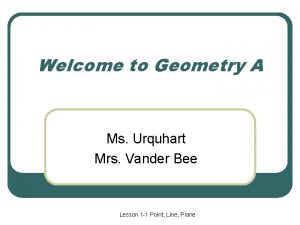Welcome to Geometry A Ms Urquhart Mrs Vander