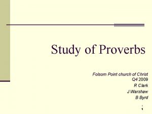 Study of Proverbs Folsom Point church of Christ