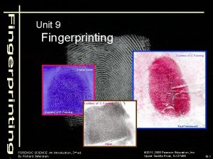 Unit 9 Fingerprinting Courtesy of C Fanning Crystal