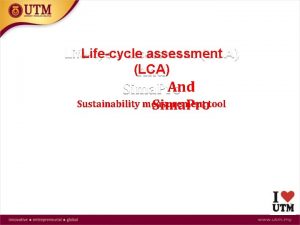 Lifecycle assessment LCA And Sustainability measurement Sima Protool