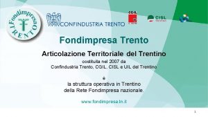 Fondimpresa Trento FORUM Articolazione Territoriale del Trentino Repubblica