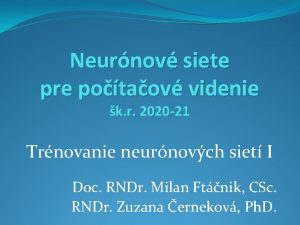 Neurnov siete pre potaov videnie k r 2020