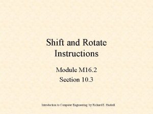 Shift and Rotate Instructions Module M 16 2