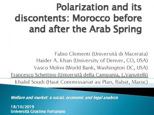 Polarization and its discontents Morocco before and after