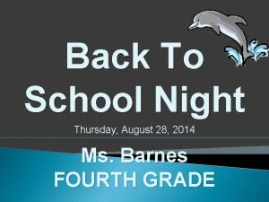 Back To School Night Thursday August 28 2014