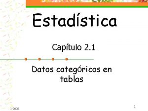 Estadstica Captulo 2 1 Datos categricos en tablas