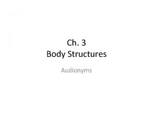 Ch 3 Body Structures Audionyms Anti Audionym Ant