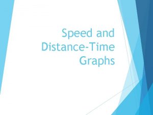 Speed and DistanceTime Graphs Speed is the distance