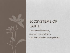 ECOSYSTEMS OF EARTH Terrestrial biomes Marine ecosystems and