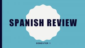 SPANISH REVIEW SEMESTER 1 PRONOUNS UnUna A Un