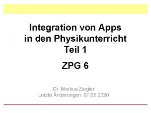 Integration von Apps in den Physikunterricht Teil 1