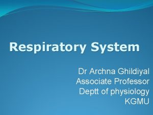 Respiratory System Dr Archna Ghildiyal Associate Professor Deptt