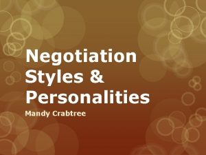 Negotiation Styles Personalities Mandy Crabtree According to Tu