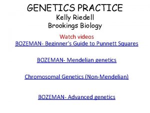 GENETICS PRACTICE Kelly Riedell Brookings Biology Watch videos