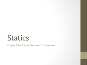 Statics Chapter 2 Resultant of Coplannar Force Systems