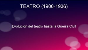 TEATRO 1900 1936 Evolucin del teatro hasta la