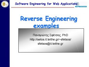 Software Engineering for Web Applications Reverse Engineering examples