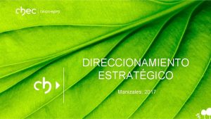 DIRECCIONAMIENTO ESTRATGICO Manizales 2017 Direccionamiento Estratgico Porque los