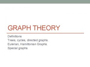 GRAPH THEORY Definitions Trees cycles directed graphs Eulerian