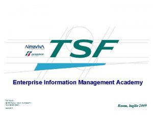 Enterprise Information Management Academy TSF S p A