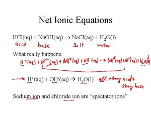 Net Ionic Equations HClaq Na OHaq Na Claq