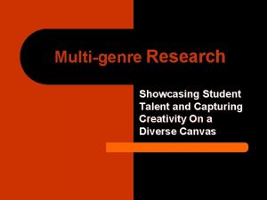 Multigenre Research Showcasing Student Talent and Capturing Creativity