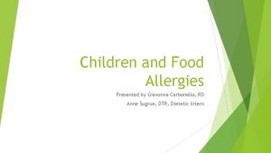 Children and Food Allergies Presented by Giavonna Carbonello
