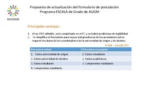 Propuesta de actualizacin del formulario de postulacin Programa