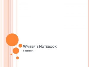 WRITERS NOTEBOOK Session 4 WRITERS NOTEBOOK SESSION 4