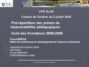 UFR SLHS Conseil de Gestion du 2 juillet