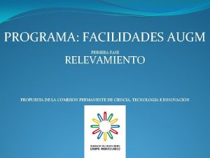 PROGRAMA FACILIDADES AUGM PRIMERA FASE RELEVAMIENTO PROPUESTA DE