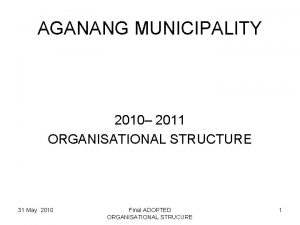 AGANANG MUNICIPALITY 2010 2011 ORGANISATIONAL STRUCTURE 31 May
