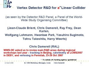 Vertex Detector RD for a Linear Collider as